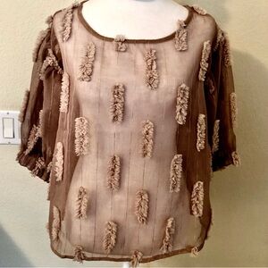 Elegant Brown Sheer Women's Top